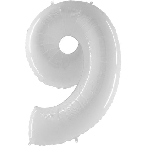 40 Inch White Number 9 Foil Balloon