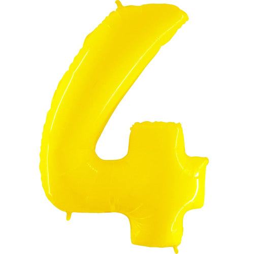 40 Inch Fluorescent Yellow Number 4 Foil Balloon