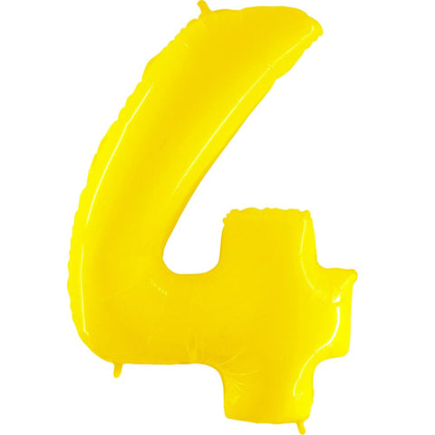 40 Inch Fluorescent Yellow Number 4 Foil Balloon