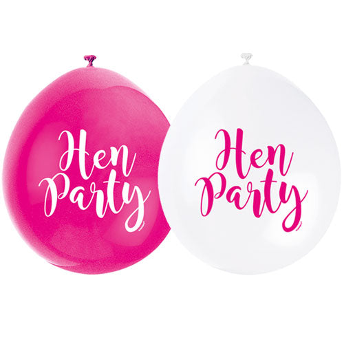 9 Inch Air-fill Hen Party Latex Balloons (10pk)