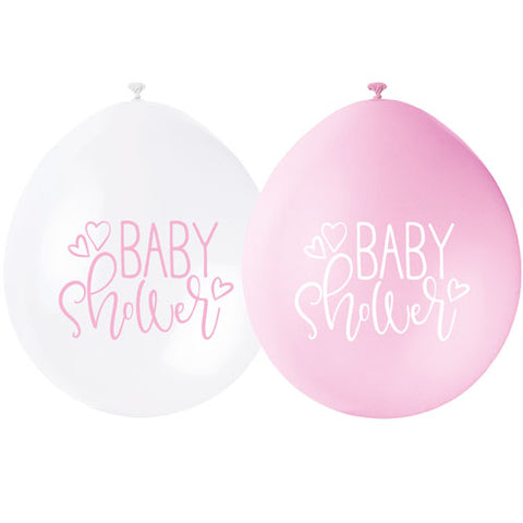 Air-fill Pink & White Baby Shower Latex Balloons