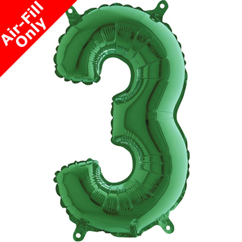 14 Inch Green Number 3 Foil Balloon