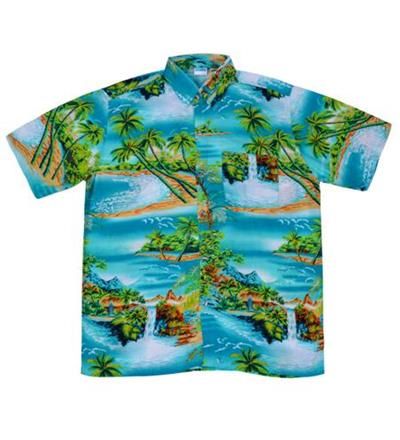 Budget Aqua Waterfall Hawaiian Shirt