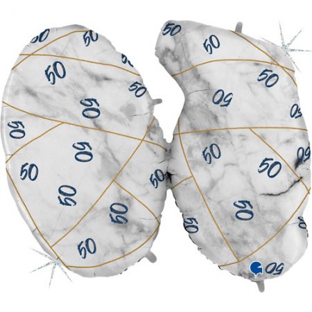 44 Inch Marble Mate Blue 50th Birthday Foil Balloon