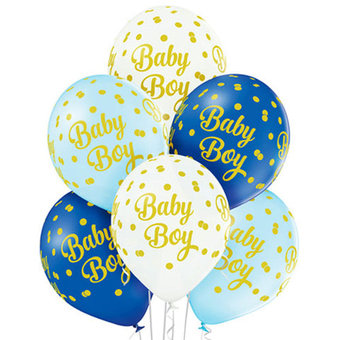 Baby Boy Dots Latex Balloons (6pk)