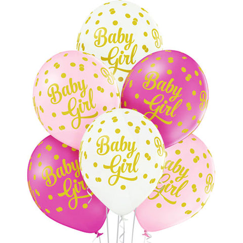 Baby Girl Dots Latex Balloons (6pk)