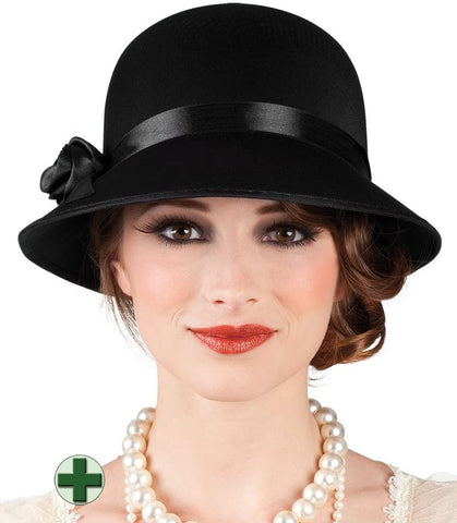 1920s Lady Black Cloche Hat