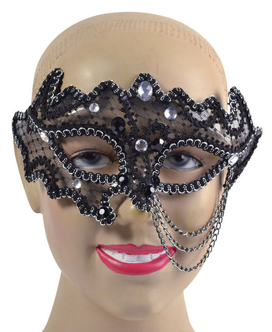 Black Decorative 3/4 Eye Mask