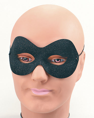 Black Domino Eye Mask with Silver Sparkle