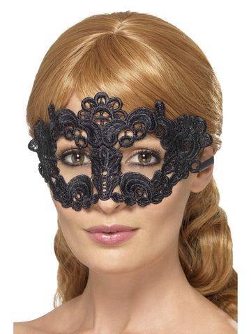 Black Embroidered Lace Filigree Floral Eyemask