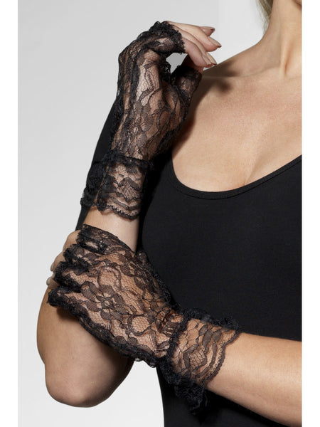 Fingerless Black Lace Gloves
