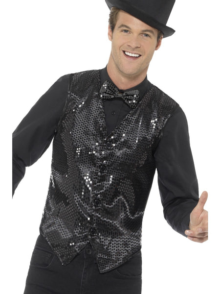 Black Sequin Waistcoat