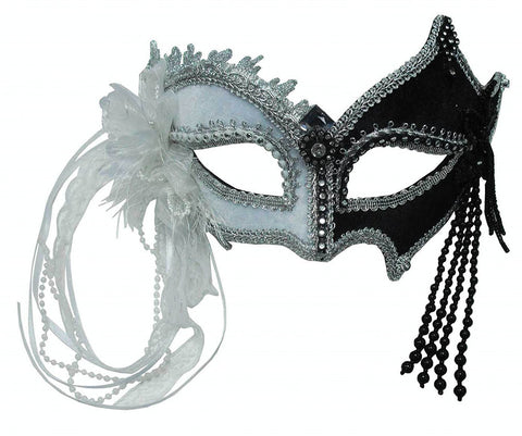 Black & White Eye Mask with Tassels