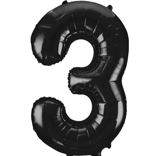 34 Inch Black Number 3 Foil Balloon