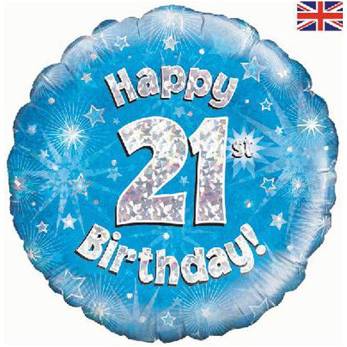 18 Inch Blue 21st Birthday Foil Balloon