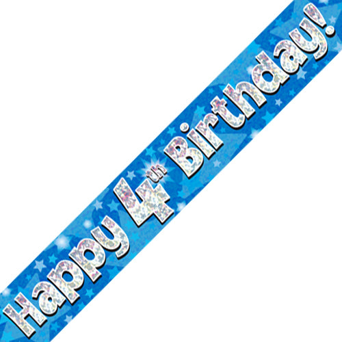 4th Birthday Blue Foil Banner