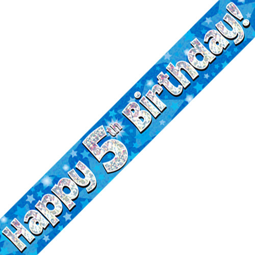 5th Birthday Blue Foil Banner