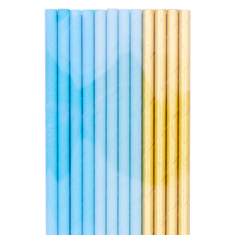 Blue & Gold Paper Straws