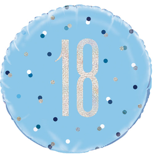 18 Inch 18th Birthday Blue Glitz Foil Balloon