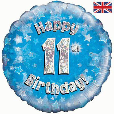 18 Inch Blue Happy 11th Birthday Foil Balloon