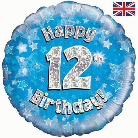 18" Blue Happy 12th Birthday Foil Balloon