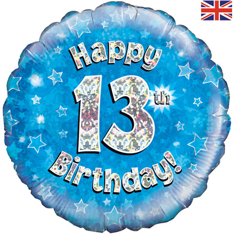 18 Inch Blue Happy 13th Birthday Foil Balloon
