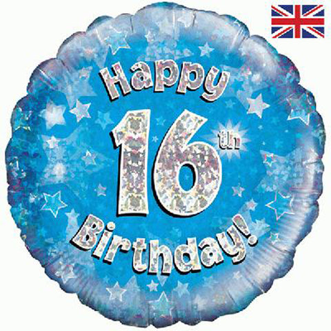 18 Inch Blue Happy 16th Birthday Foil Balloon