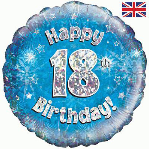 18 Inch Blue Happy 18th Birthday Foil Balloon