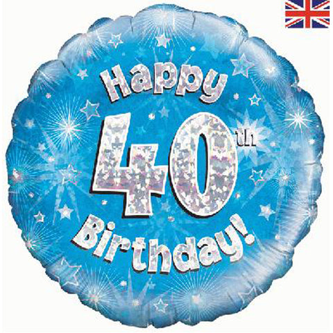 18 inch Blue Happy 40th Birthday Foil Balloon