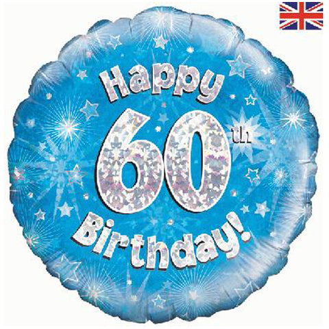 18 Inch Blue Happy 60th Birthday Foil Balloon