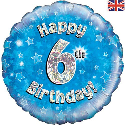 18" Blue Happy 6th Birthday Foil Balloon