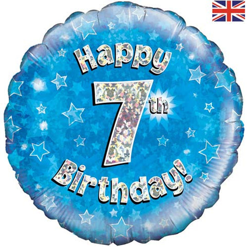18" Blue Happy 7th Birthday Foil Balloon