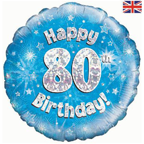 18 Inch Blue Happy 80th Birthday Foil Balloon