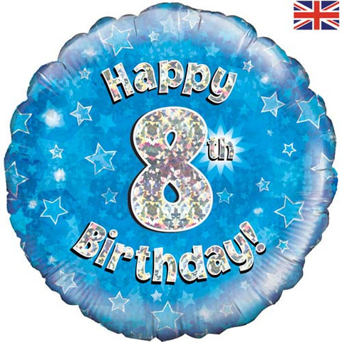 18" Blue Happy 8th Birthday Foil Balloon