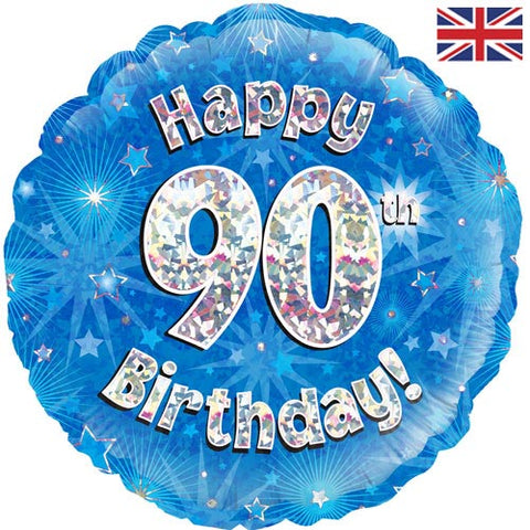 18 Inch Blue Happy 90th Birthday Foil Balloon