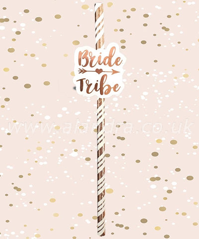 Rose Gold Bride Tribe Straws
