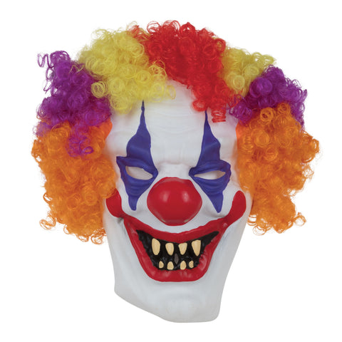Brightly Coloured Clown Mask with Hair