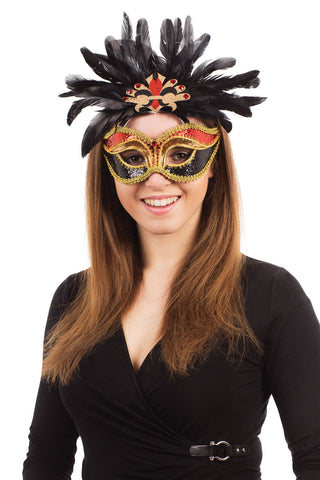 Carnival Red & Black Glasses Frame Mask