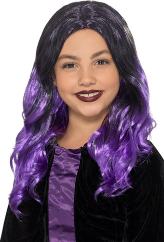 Child's Black & Purple Witch Wig