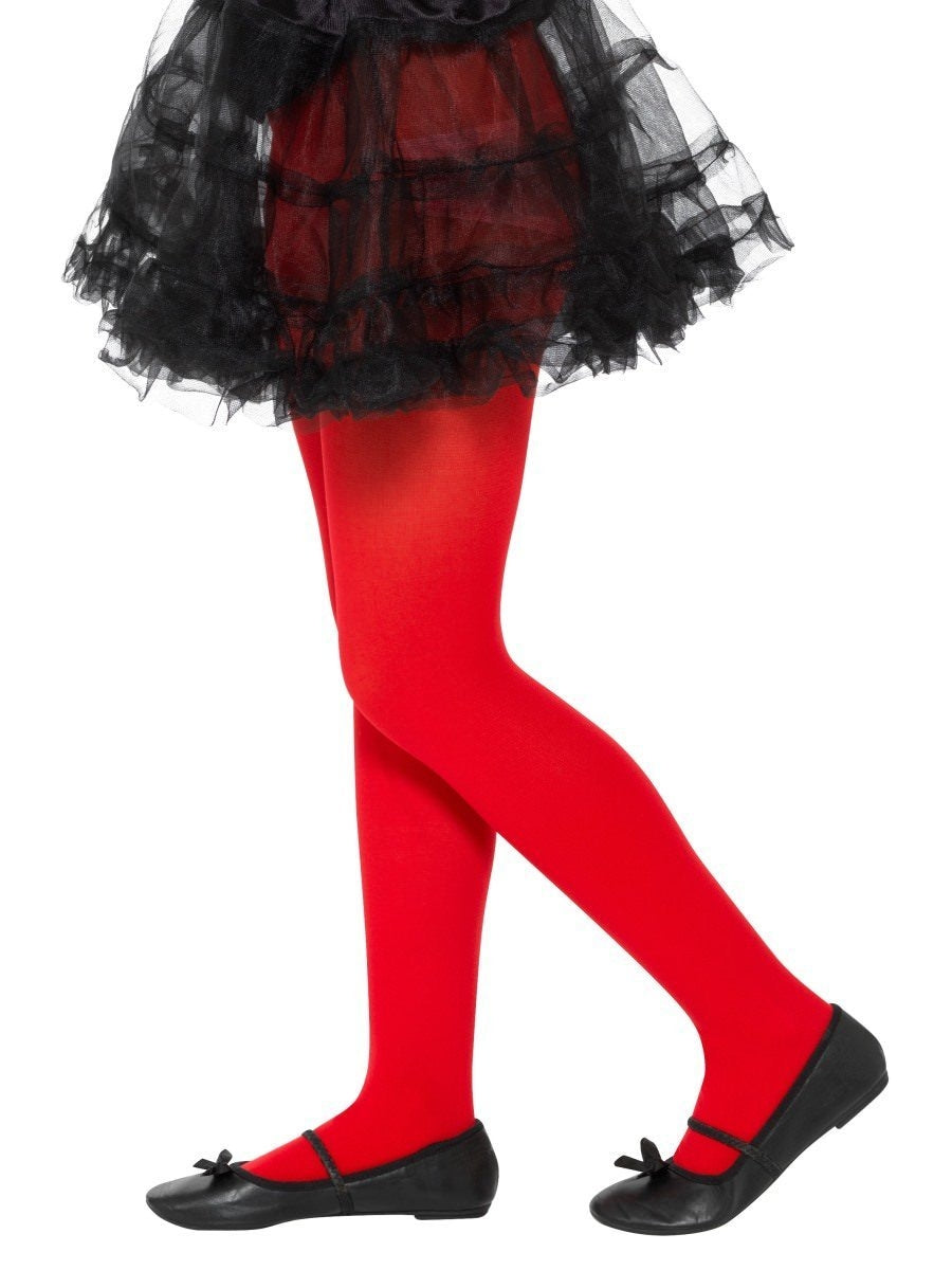 Kid's Red Opaque Tights (6-12 Years)