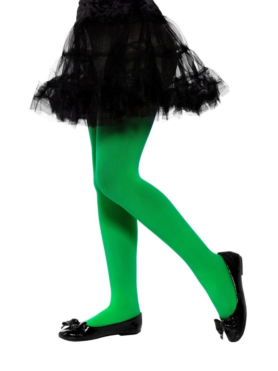 Kid's Green Opaque Tights (6-12 Years)