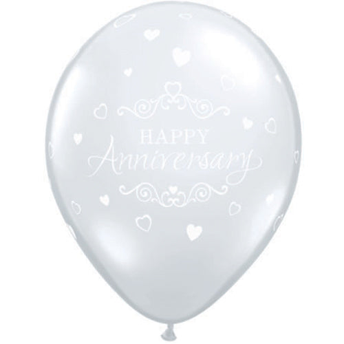 Clear Anniversary Classic Hearts Latex Balloons