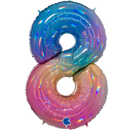 40 Inch Colourful Rainbow Number 8 Foil Balloon