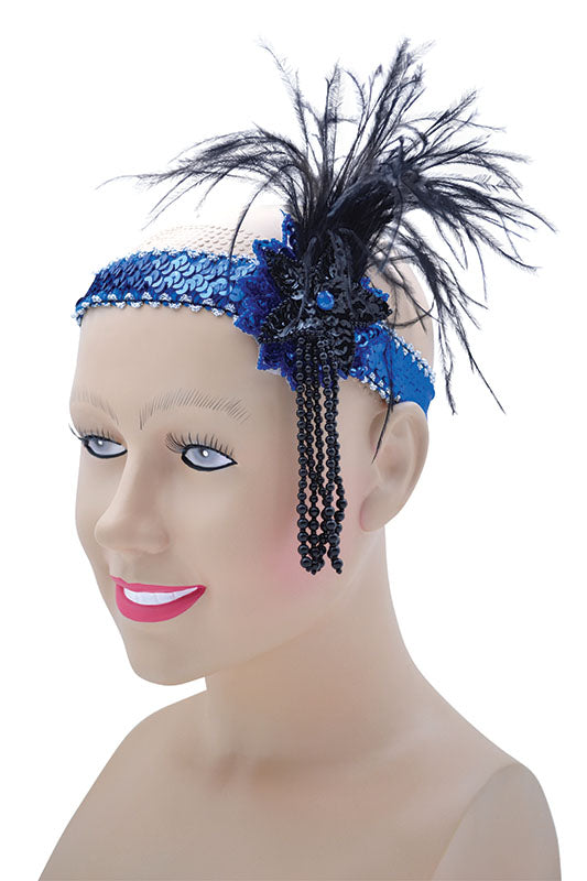 Deluxe Sequin Blue Flapper Headband