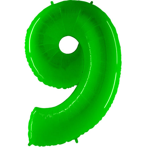 40 Inch Fluorescent Lime Number 9 Foil Balloon