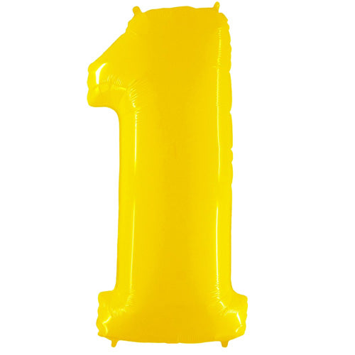 40 Inch Fluorescent Yellow Number 1 Foil Balloon