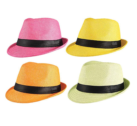 Straw Trilby Hat (Assorted Colours)