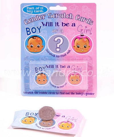 Pack of 12 Gender Reveal Scratch Cards - Boy