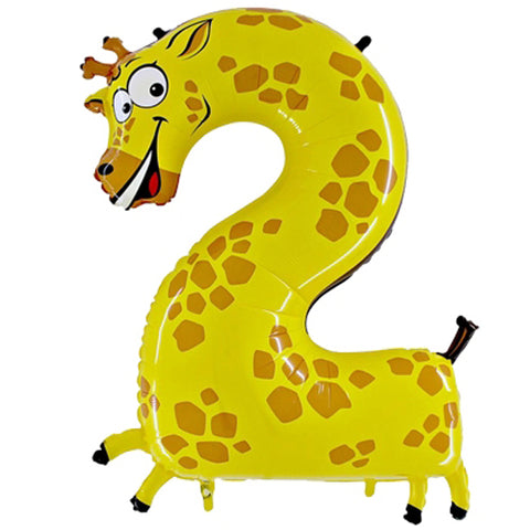 40 Inch Zooloons Giraffe Number 2 Foil Balloon