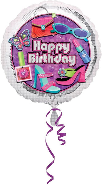 18" Glitz Girl Happy Birthday Foil Balloon